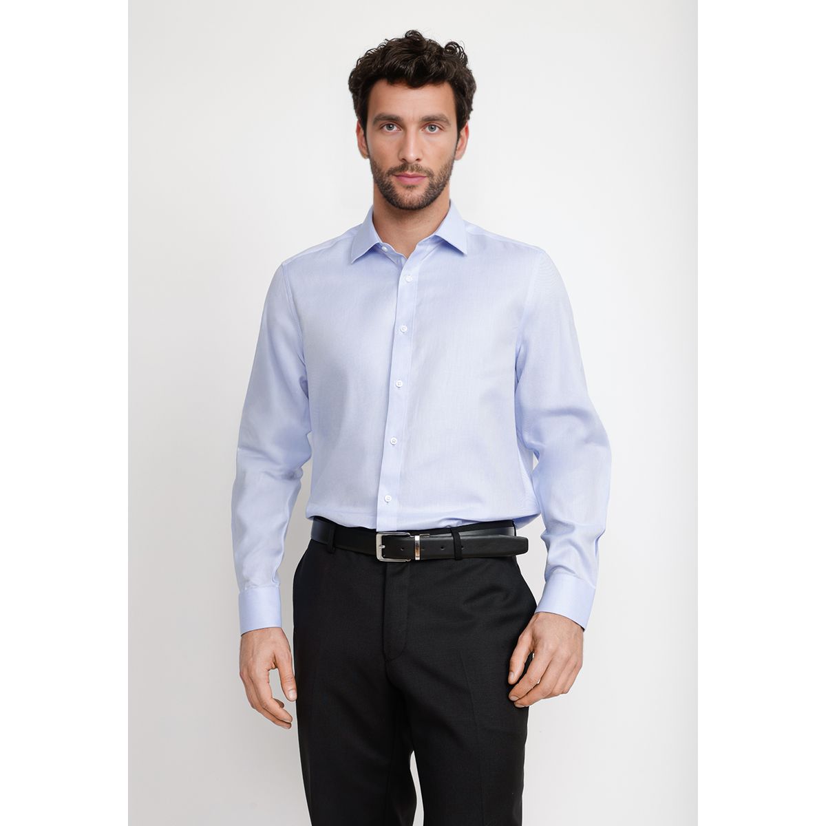 TRIAL - Camisa Hombre Formal Twill Classic Celeste