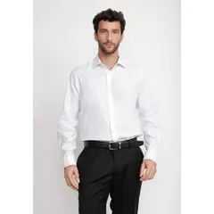 TRIAL - Camisa Hombre Formal Doble Puño Dobby Classic Blanco