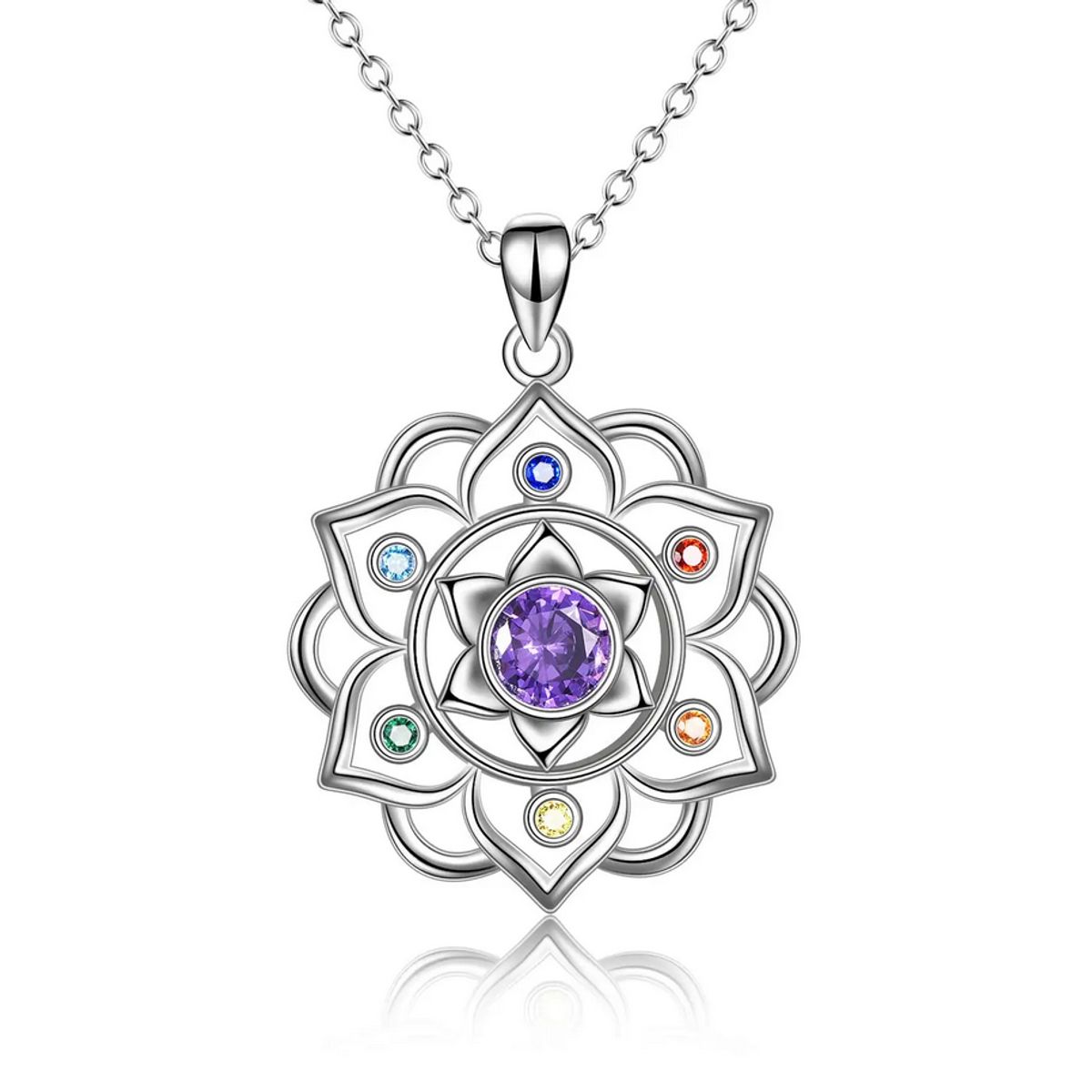 VOUSEZ - Collar plata 925 7 chakras energia mujer joya