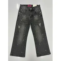 KIBOU - Pantalón Jeans Niña Negro Con Detalles De Brillo