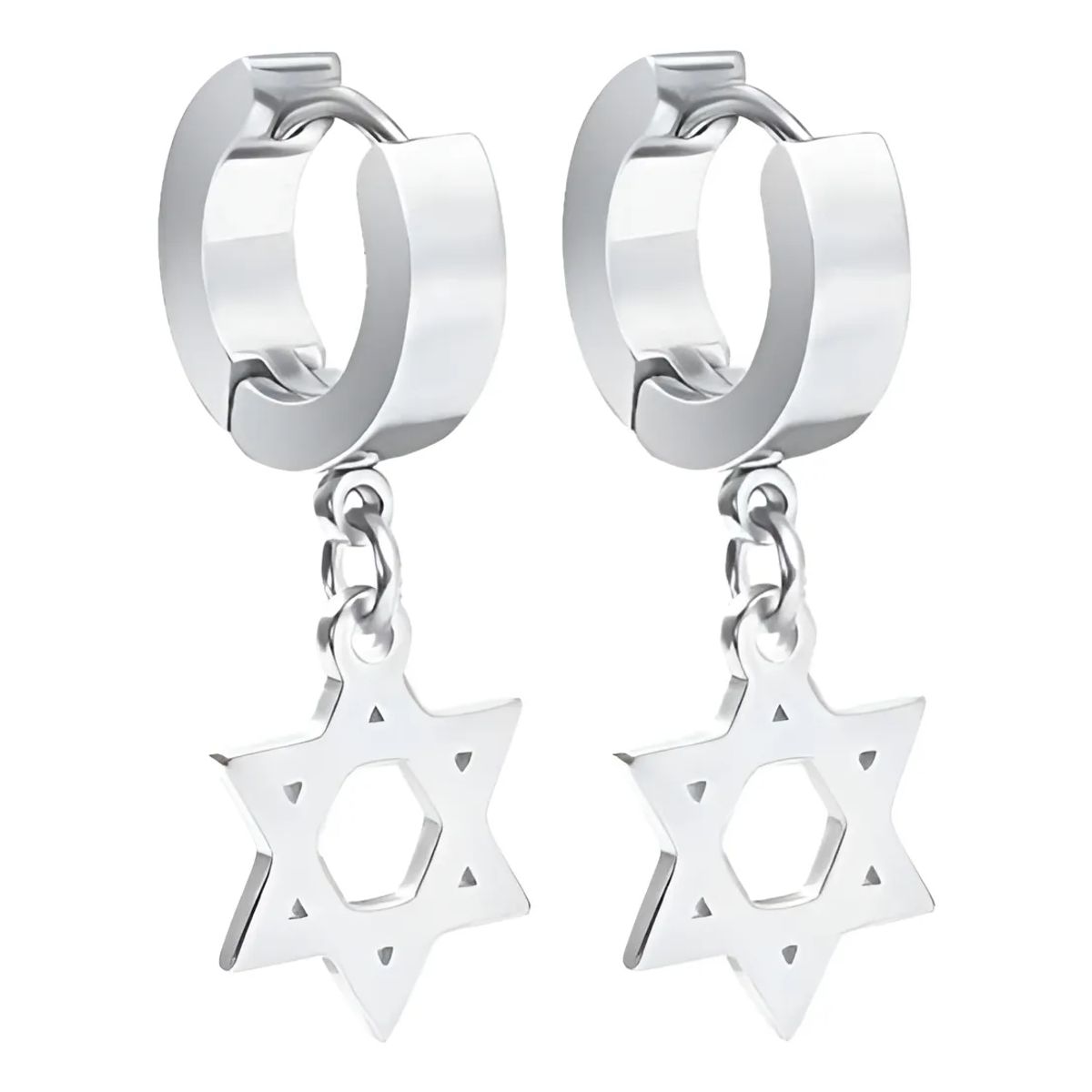 GENERICO - Aros Punk Estrella De David Silver Hombre Mujer Moda Royal Madriz