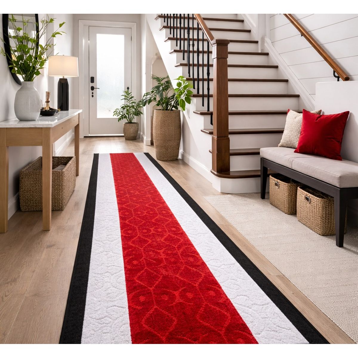 MROTTO - Alfombra Pasillo Rojo 70 cm x 3,5 metros ANTIDESLIZANTE Sin Terminacion