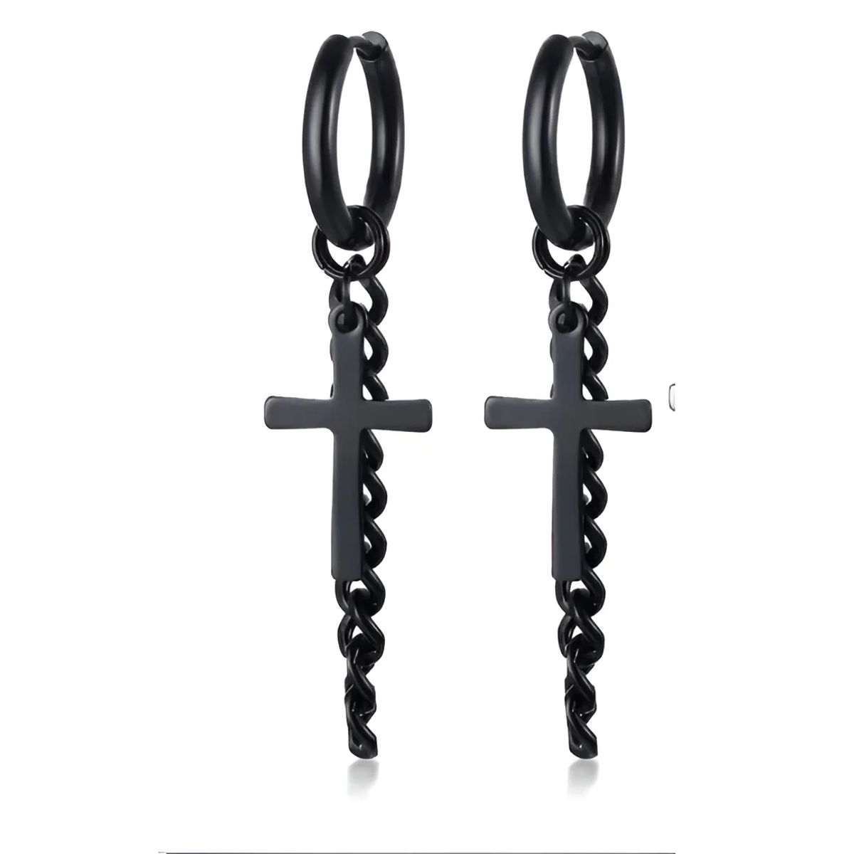 GENERICO - Aros Punk Cruz Black Space Hombre Mujer Moda Royal Madriz