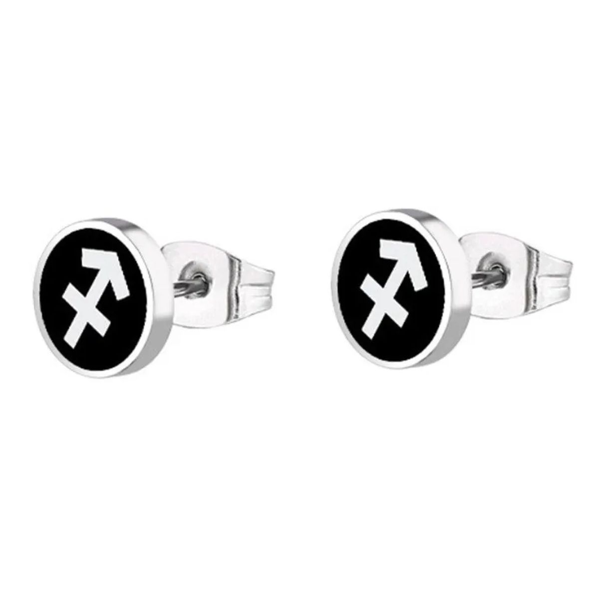 GENERICO - Aros Punk Silver Ring Signo Sagitario Hombre Mujer Moda