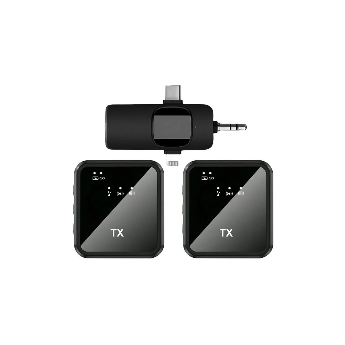 GENERICO - Microfono Inalambrico para Celular Pack 2 Microfonos Inalambrico 3 En 1 Para iPhone Android Pc