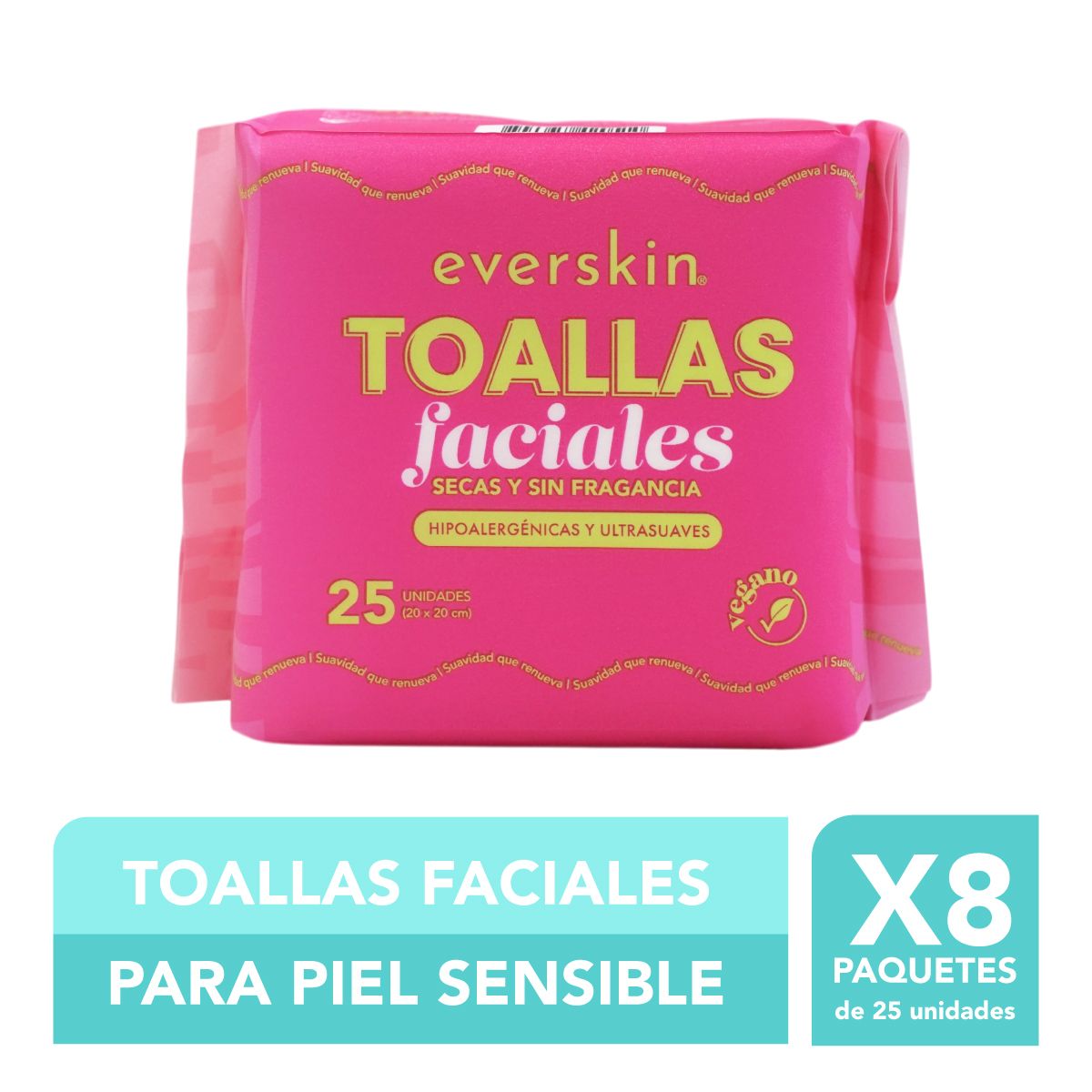 EVERSKIN - Pack 8 Toallas Faciales Premium 25 Unidades