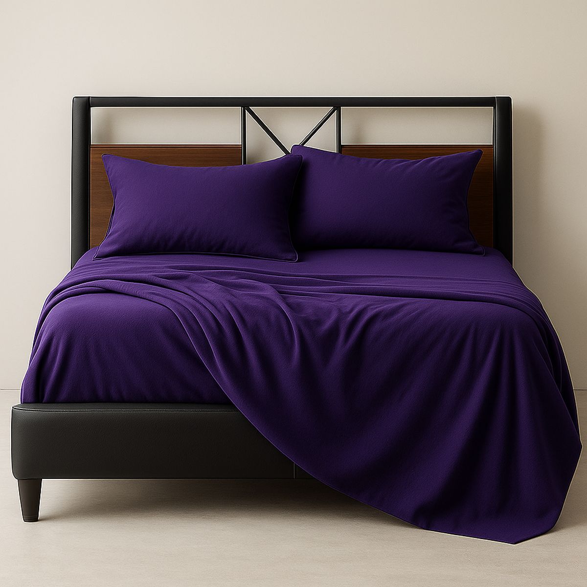 ARMONIA - Juego de Sábana 2 Plazas 800 Hilos Liso Morado v13
