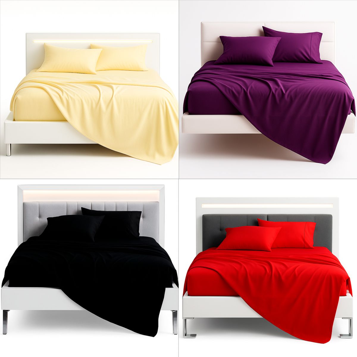 ARMONIA - Sábana 2½  Plazas 800 Hilos Liso Rojo v3 7EF