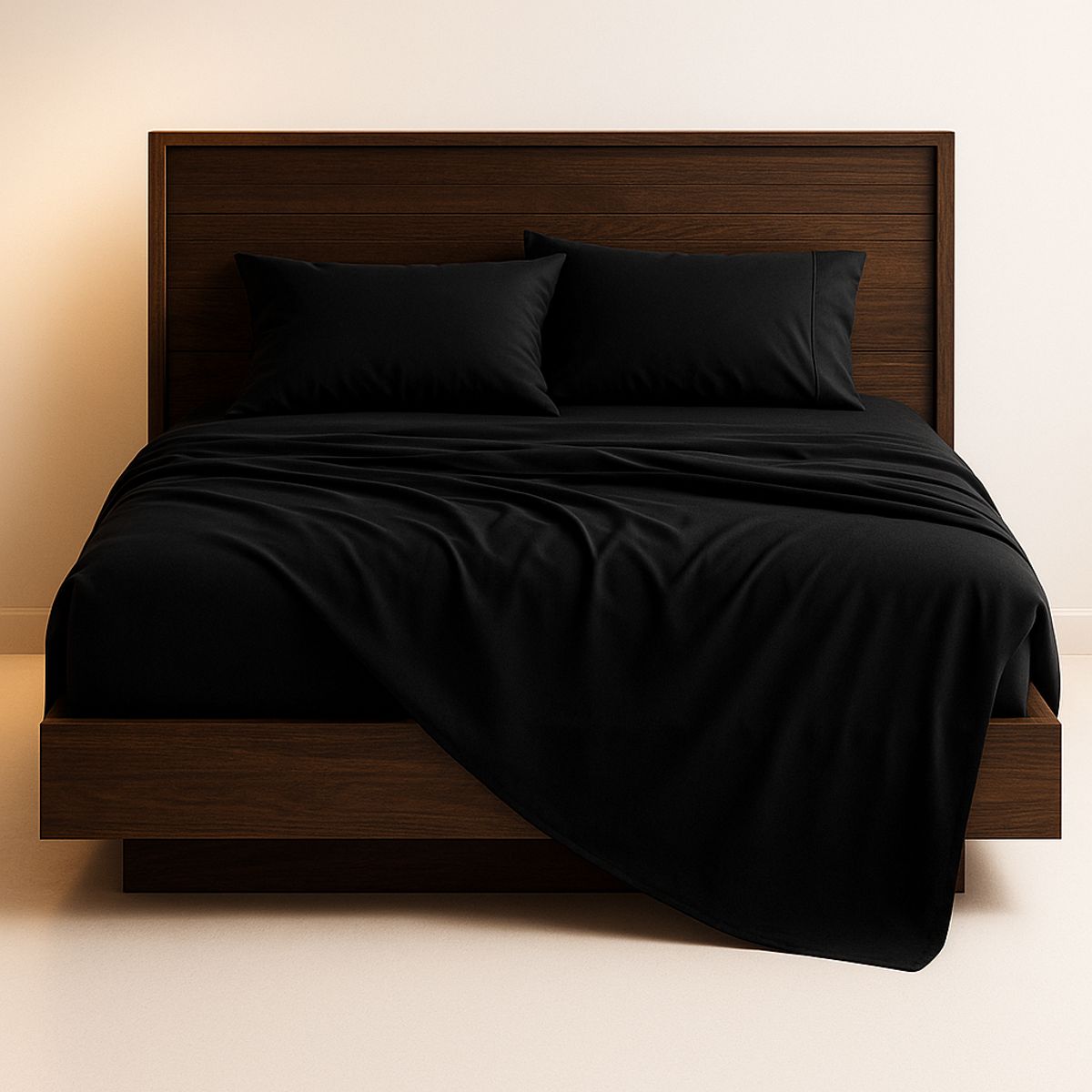 ARMONIA - Sábana 2½  Plazas 800 Hilos Liso Negro v9 7EF