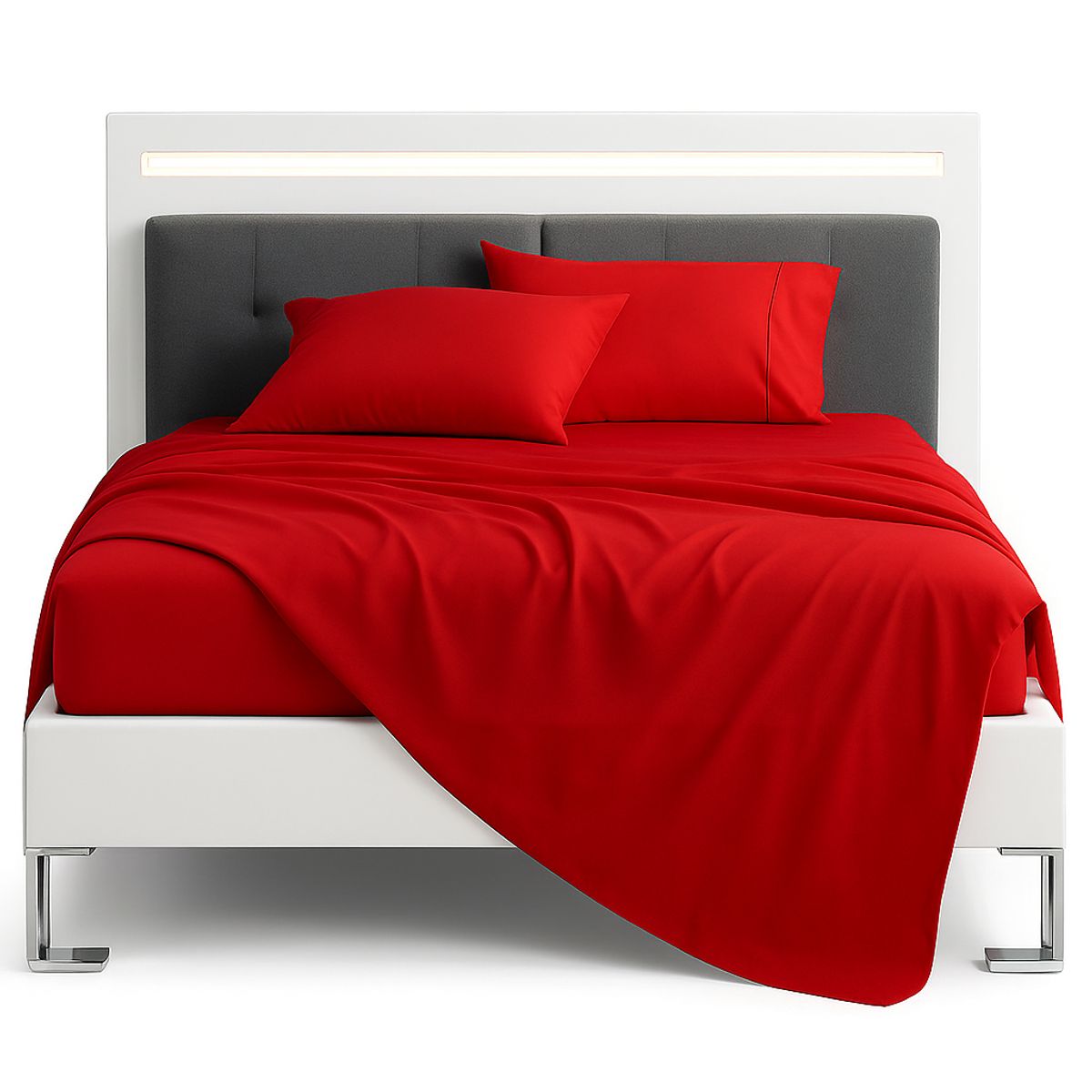 ARMONIA - Sábana 1½  Plazas 800 Hilos Liso Rojo v8 7EF