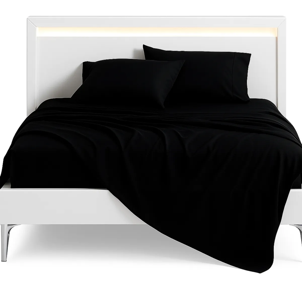 ARMONIA - Sábana 1½  Plazas 800 Hilos Liso Negro v4 7EF
