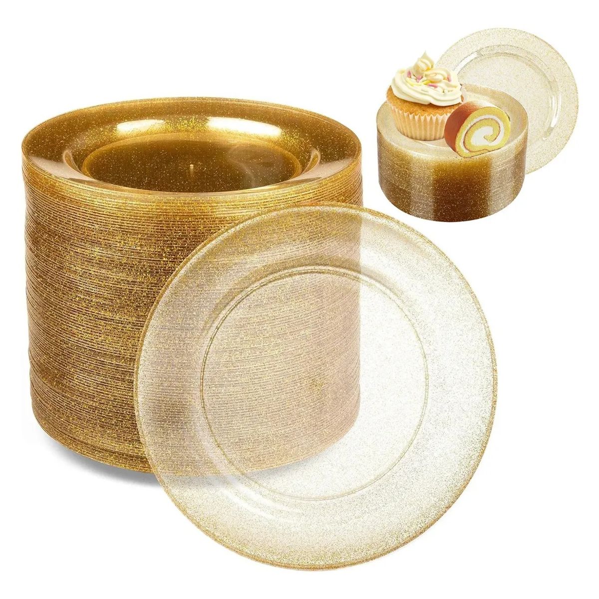 GENERICO - 25 Pcs Platos Desechables Elegantes Plástico Vajilla Fiesta