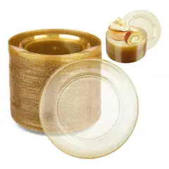 GENERICO - 25 Pcs Platos Desechables Elegantes Plástico Vajilla Fiesta