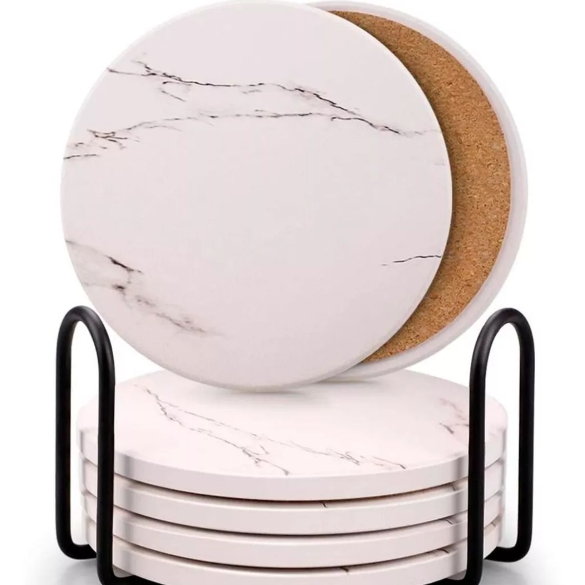 KINDA NICE - Juego De 6 Posavasos De Cerámica Aislante Con Estante