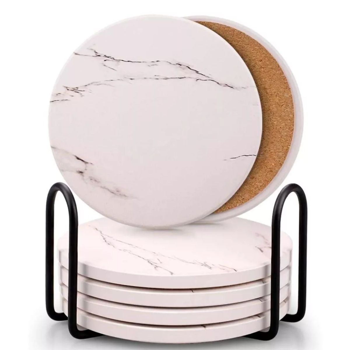 KINDA NICE - Juego De 6 Posavasos De Cerámica Aislante Con Estante