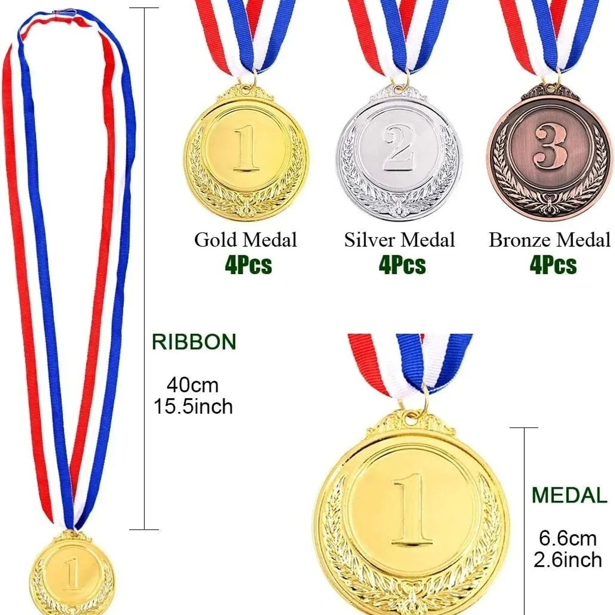 GENERICO - 12 Metal Winner Gold Silver Bronze Deportivas Award Medals