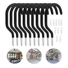 GENERICO - 10pcs Negro Ganchos Para Colgar Bicicletas 15x7cm Metal