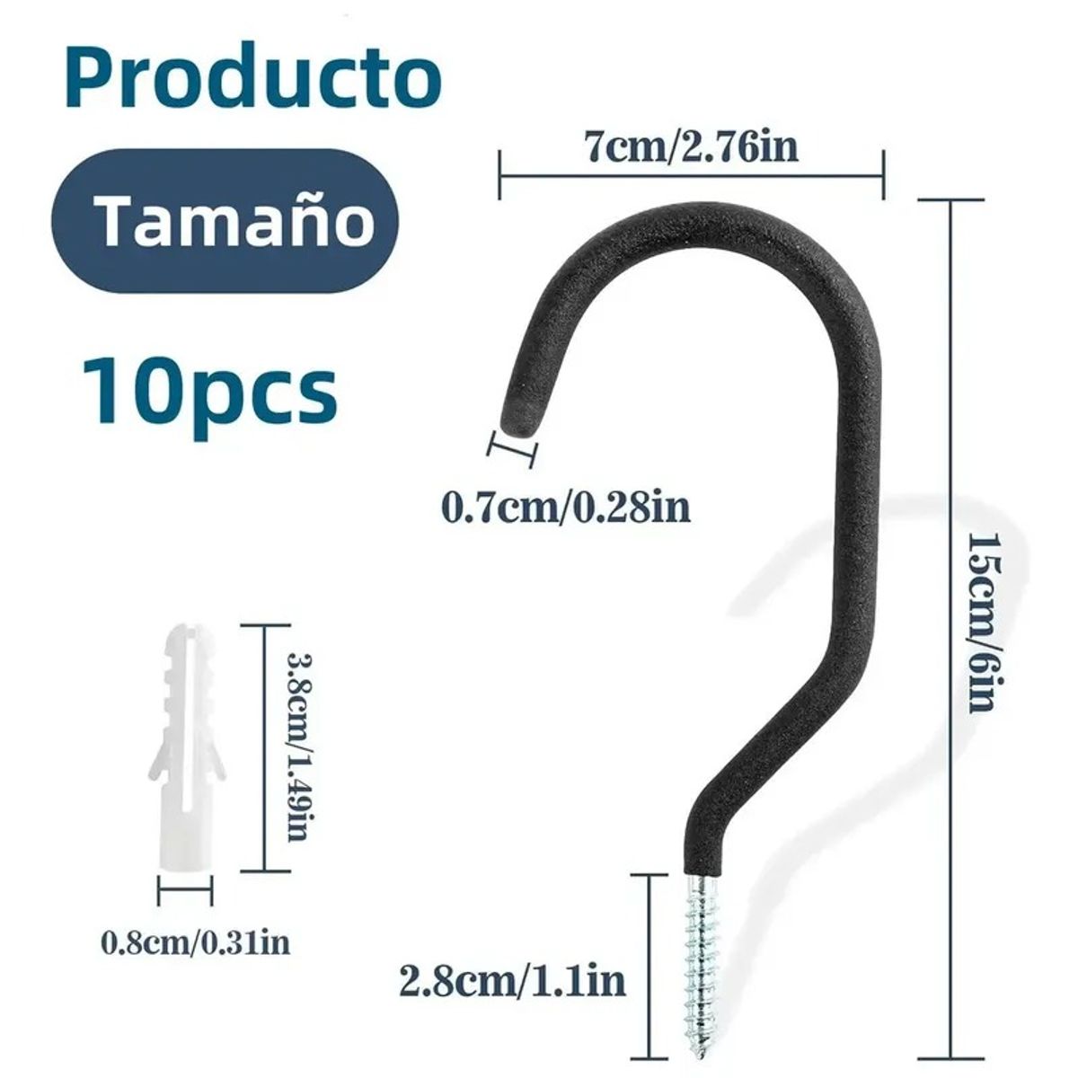 GENERICO - 10pcs Negro Ganchos Para Colgar Bicicletas 15x7cm Metal