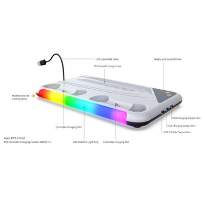 Imagen 2 del producto Base de Carga y Enfriamiento para PS5 / PS5 Slim / PS5 Pro Luz RGB