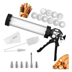 KUANGYE - Máquina Para Churros Tradicionales Y Rellenos Acero Inoxidable con bolsa de tubería6 boquillas