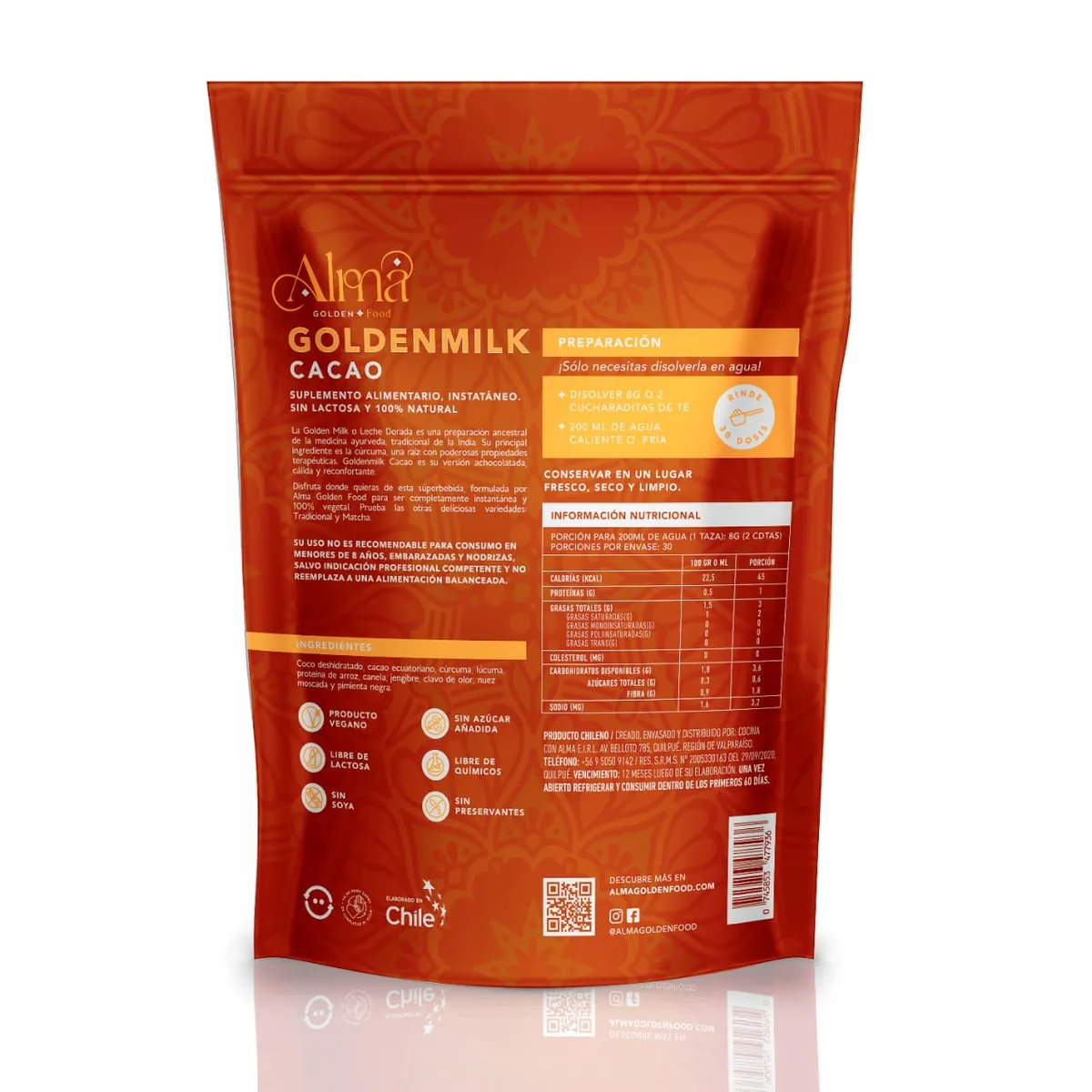 GENERICO - Goldenmilk Cacao Dorada 240g Alma Golden