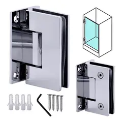 GENERICO - Bisagra Para Vidrio Al Muro 90 Grados Croamada Inoxidable