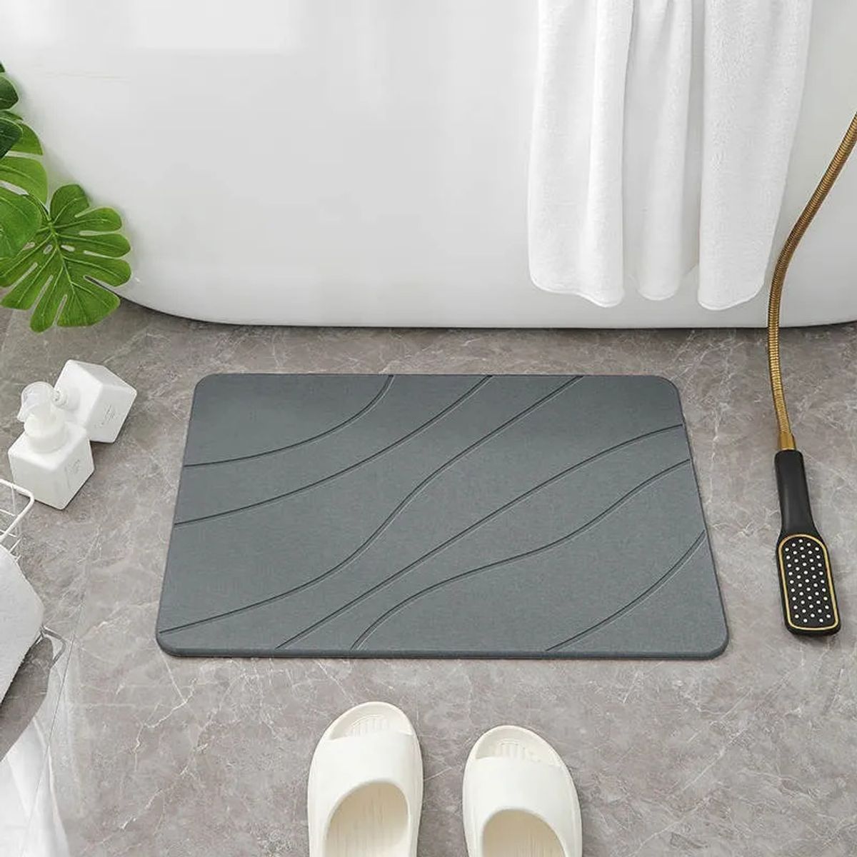 KUANGYE - Piso Baño Diatomita Absorbente Alfombra Ducha Secado Rápido