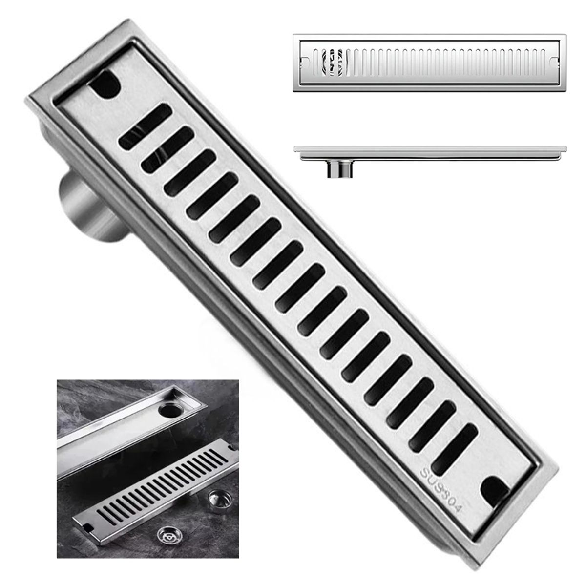 GENERICO - Rejilla De Cubierta Drenaje Piso Ducha Acero Inoxid 10×50cm