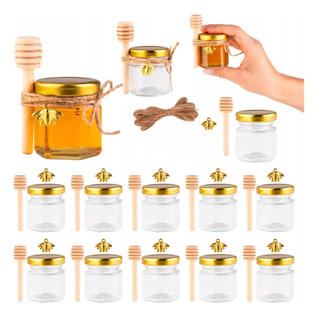 GENERICO - Set de 20 Frascos con Tapa Vidrio 45 ml Para Miel Etc.