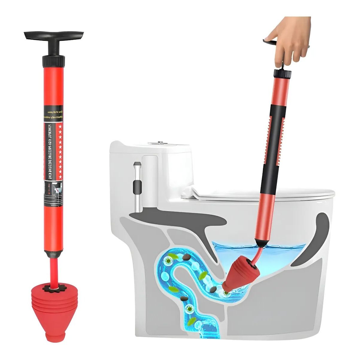 GENERICO - Desatascos De Inodoros A Alta Presión De Un Solo Golpe Kit