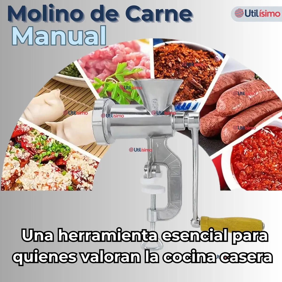 Molino De Carne Manual Aleación de aluminio Moledor, marca LINE - Foto 2