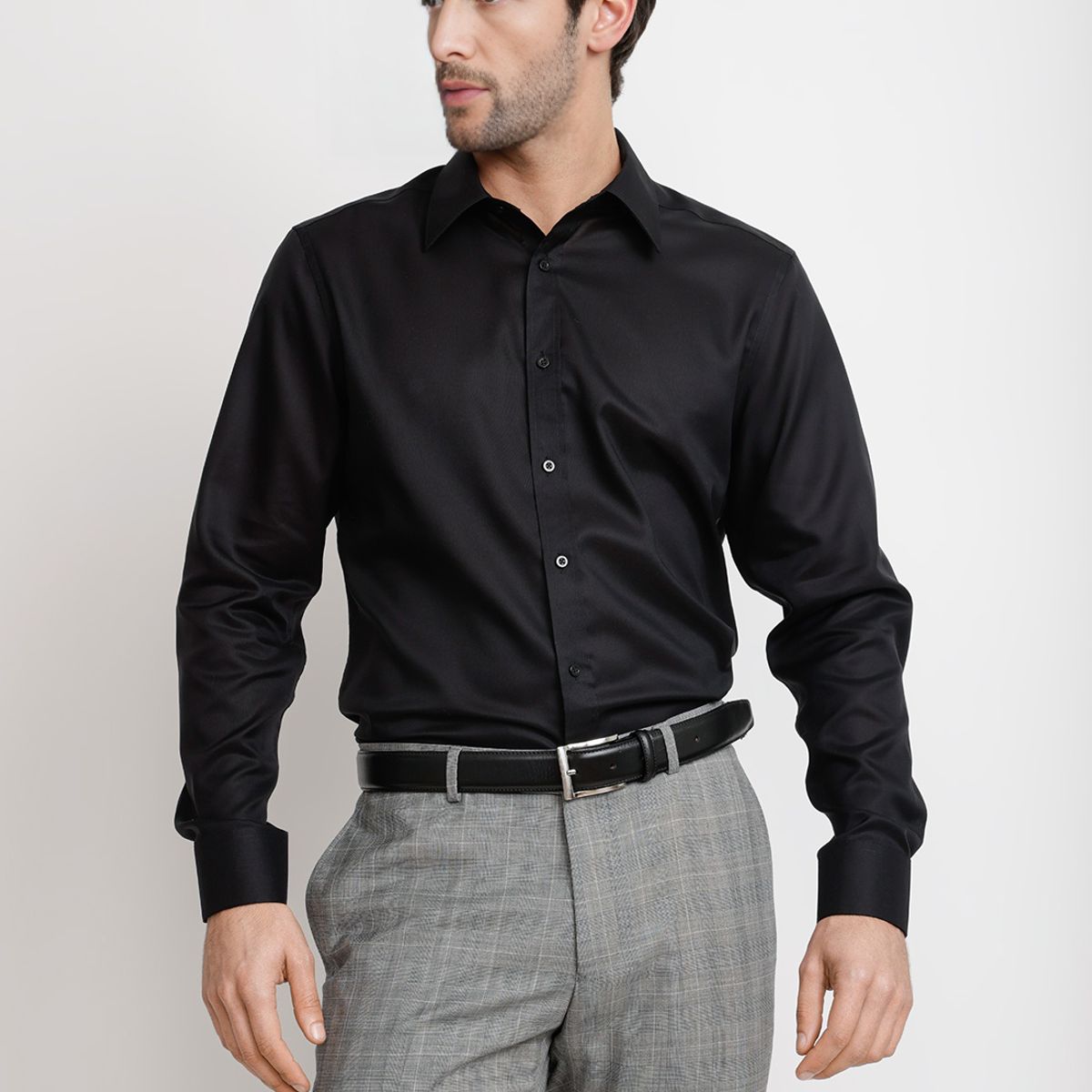 TRIAL - Camisa Hombre Formal Popelina Travel Essential Negro