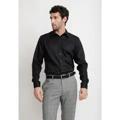 TRIAL - Camisa Hombre Formal Popelina Travel Essential Negro