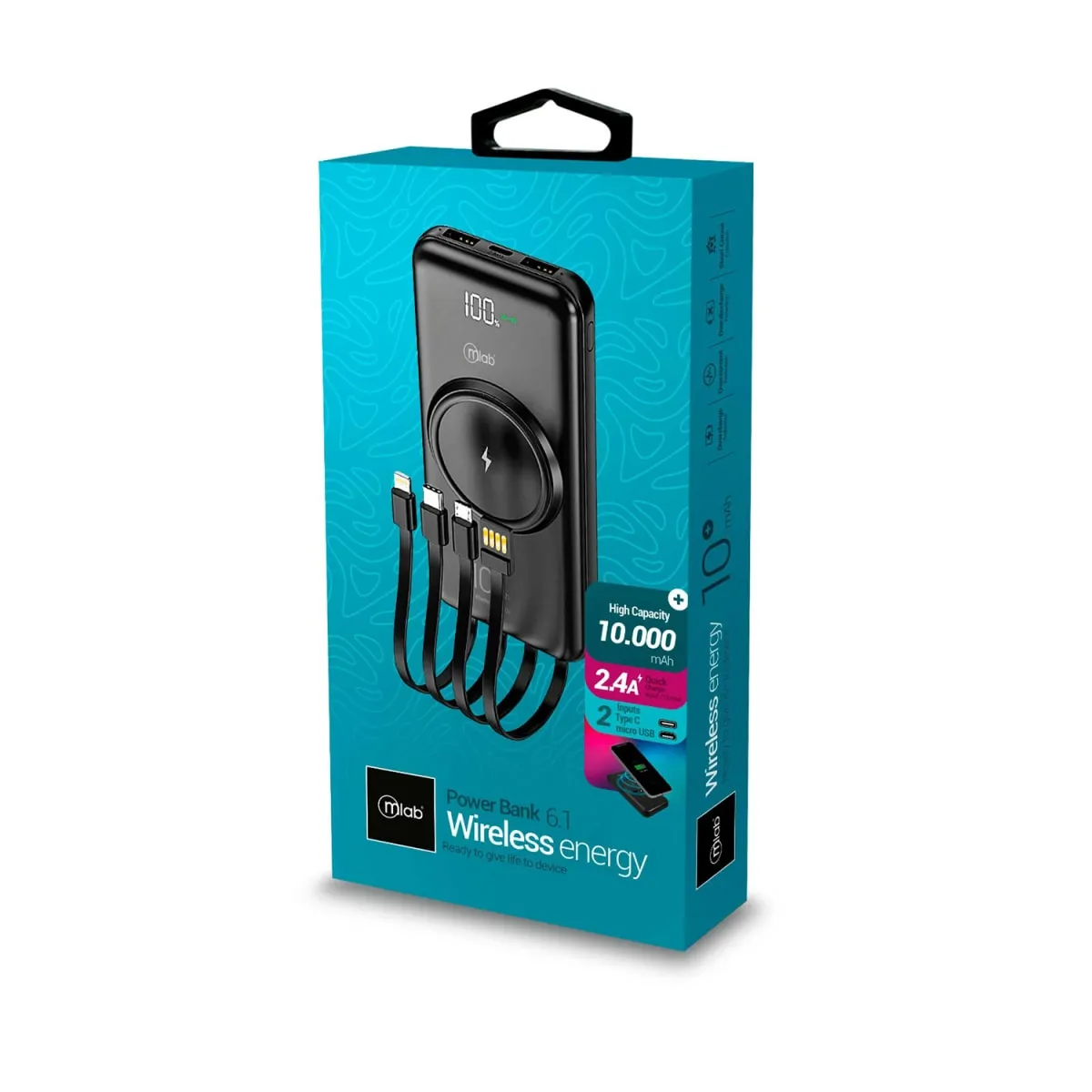 MALIK - POWERBANK INALAMBRICO 10.000mAh LCD WIRELESS ENERGY 6 EN 1 310MLB09410