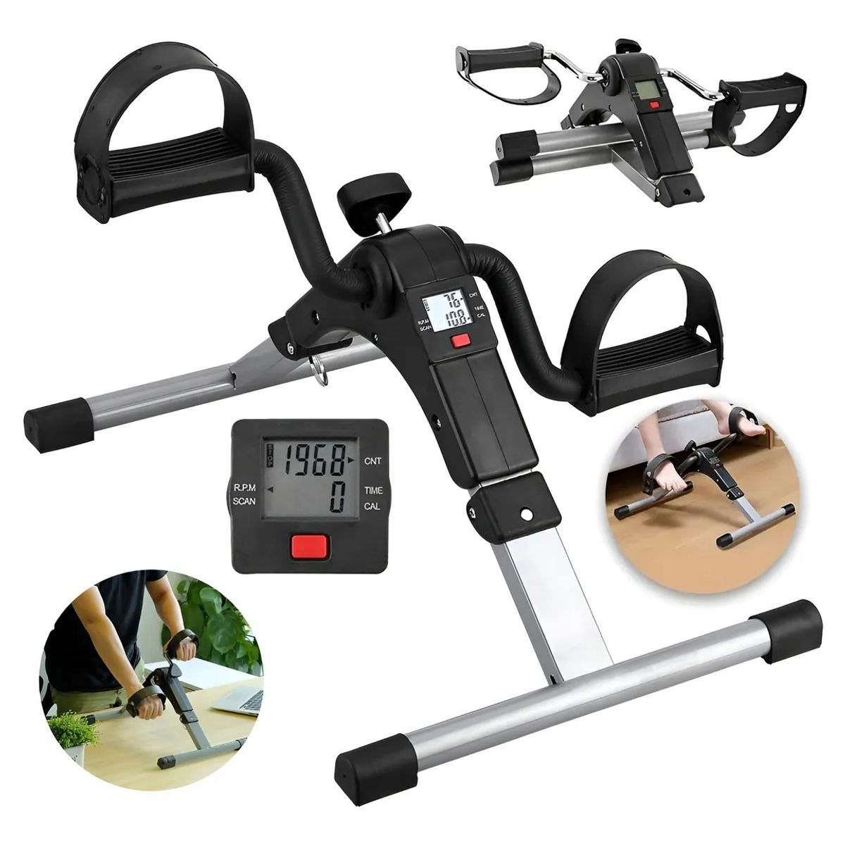 EVERSO - Pedalera Ejercitador De Manos Y Pies Con Monitor Plegable