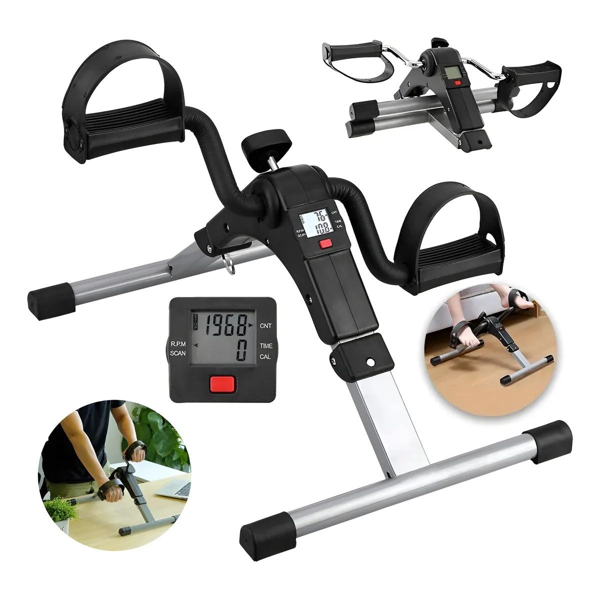 EVERSO - Pedalera Ejercitador De Manos Y Pies Con Monitor Plegable