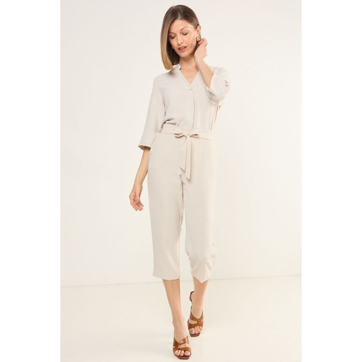 MA GRIFFE - Capri Con Elastico Mujer Beige Magriffe