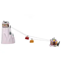 WAKESHOME - Pueblo Navideño Teleférico Movimiento 140 cm Adorno Árbol Navidad