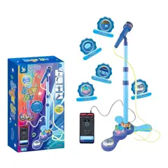 GENERICO - Micrófono Musical Y Soporte Juguete Mp3 Con Luces Para Niños Azul