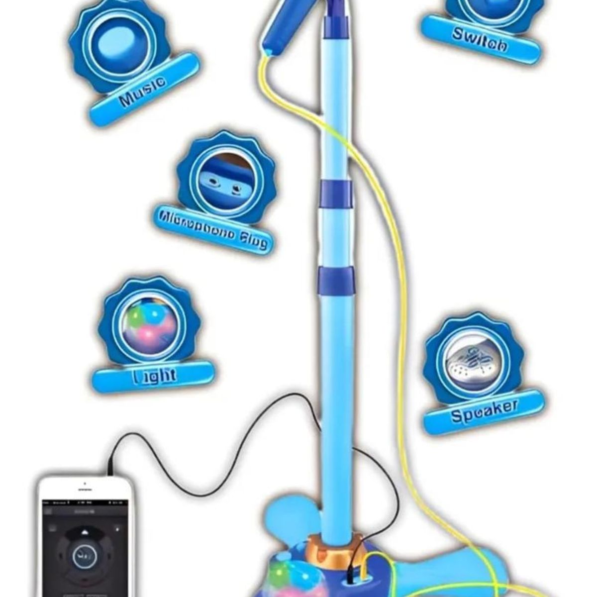 GENERICO - Micrófono Musical Y Soporte Juguete Mp3 Con Luces Para Niños Azul