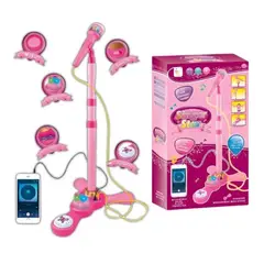 GENERICO - Micrófono Musical Y Soporte Juguete Mp3 Con Luces Para Niños Rosa