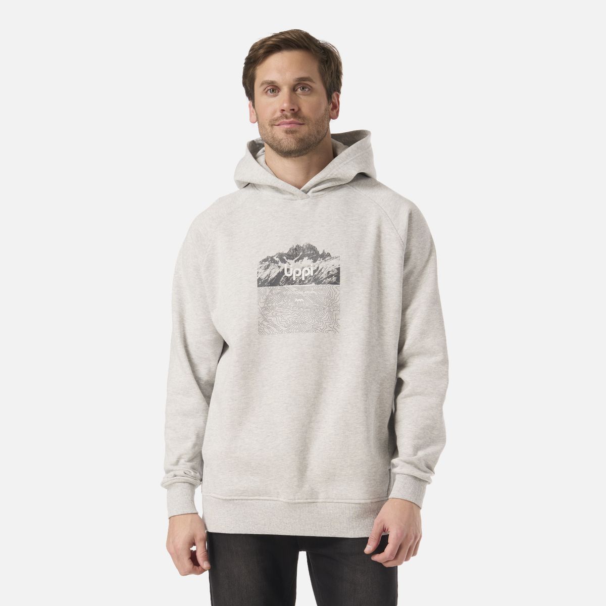 LIPPI - Polerón Hombre Insigne Hoody Sweatshirt Front Print Gris Melange Lippi