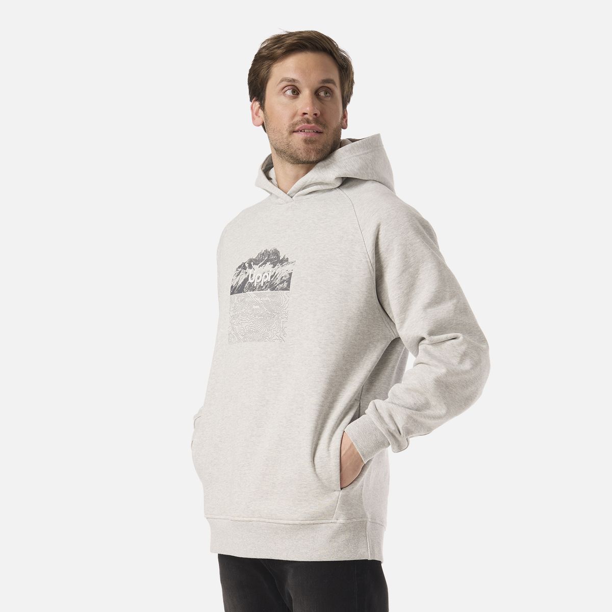 LIPPI - Polerón Hombre Insigne Hoody Sweatshirt Front Print Gris Melange Lippi