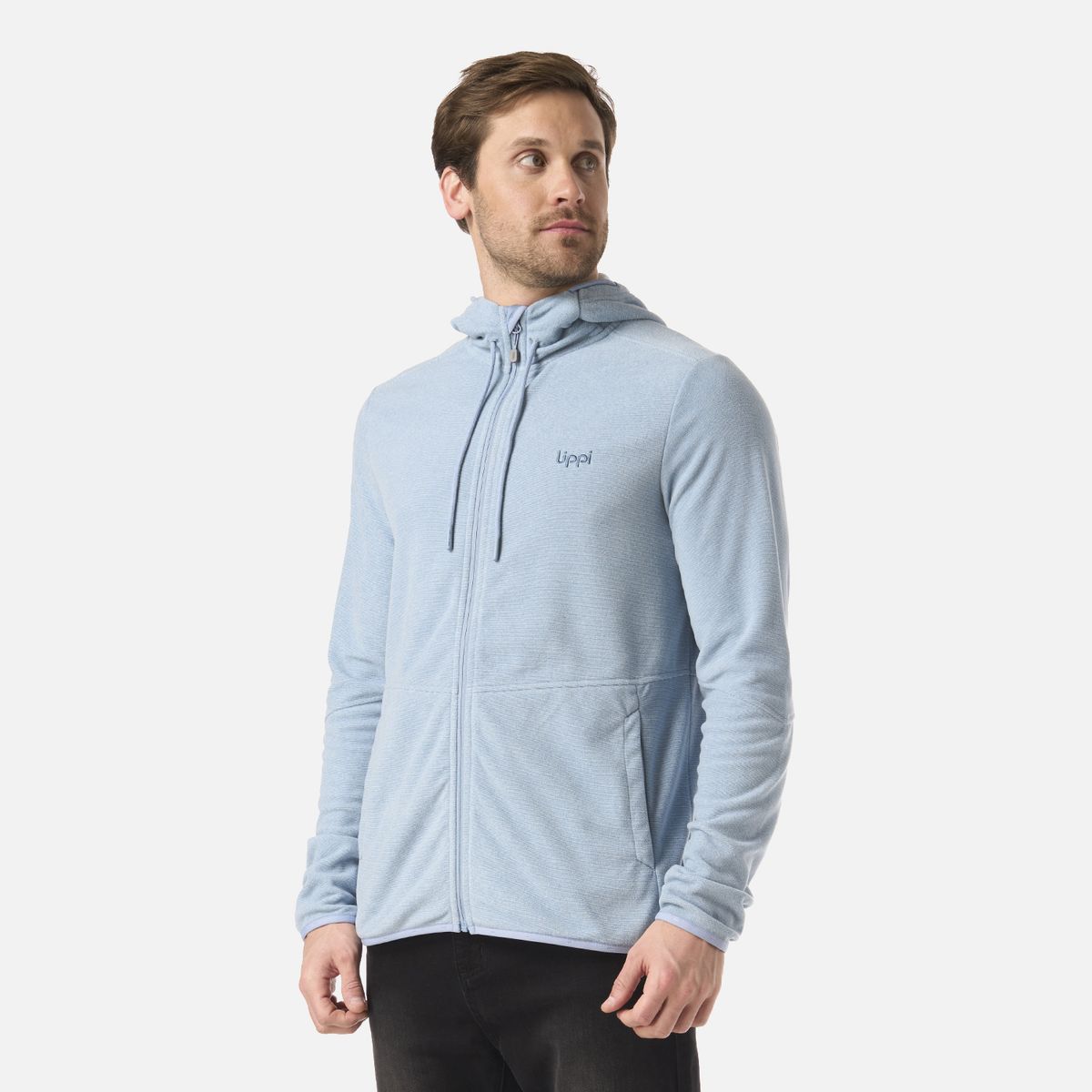 LIPPI - Polar Hombre Stripes Nano-F Full Zip Hoody Azul Piedra Lippi