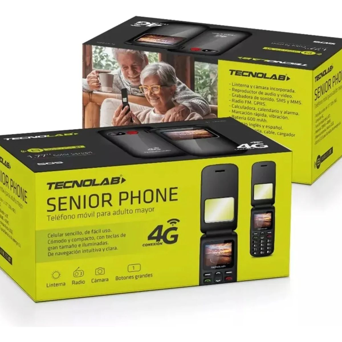 TECNOLAB - Celular Senior Adulto Mayor 4G Negro