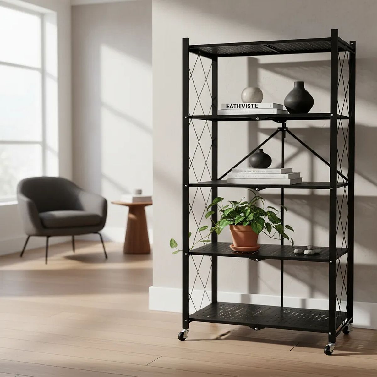 TIENDA EL GARAGE - Estante Rack 5 repisas Con Ruedas 163x72x34 cms