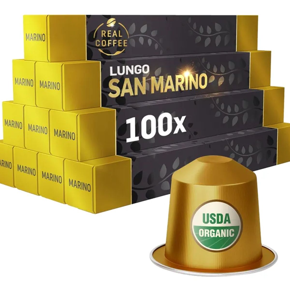 REAL - 100 Cápsulas Compatibles Nespresso San Marino , Real Coffee