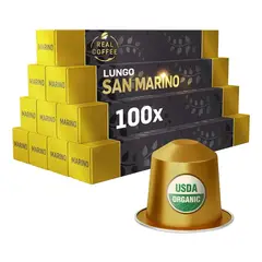 REAL - 100 Cápsulas Compatibles Nespresso San Marino Descafeinado , Coffee