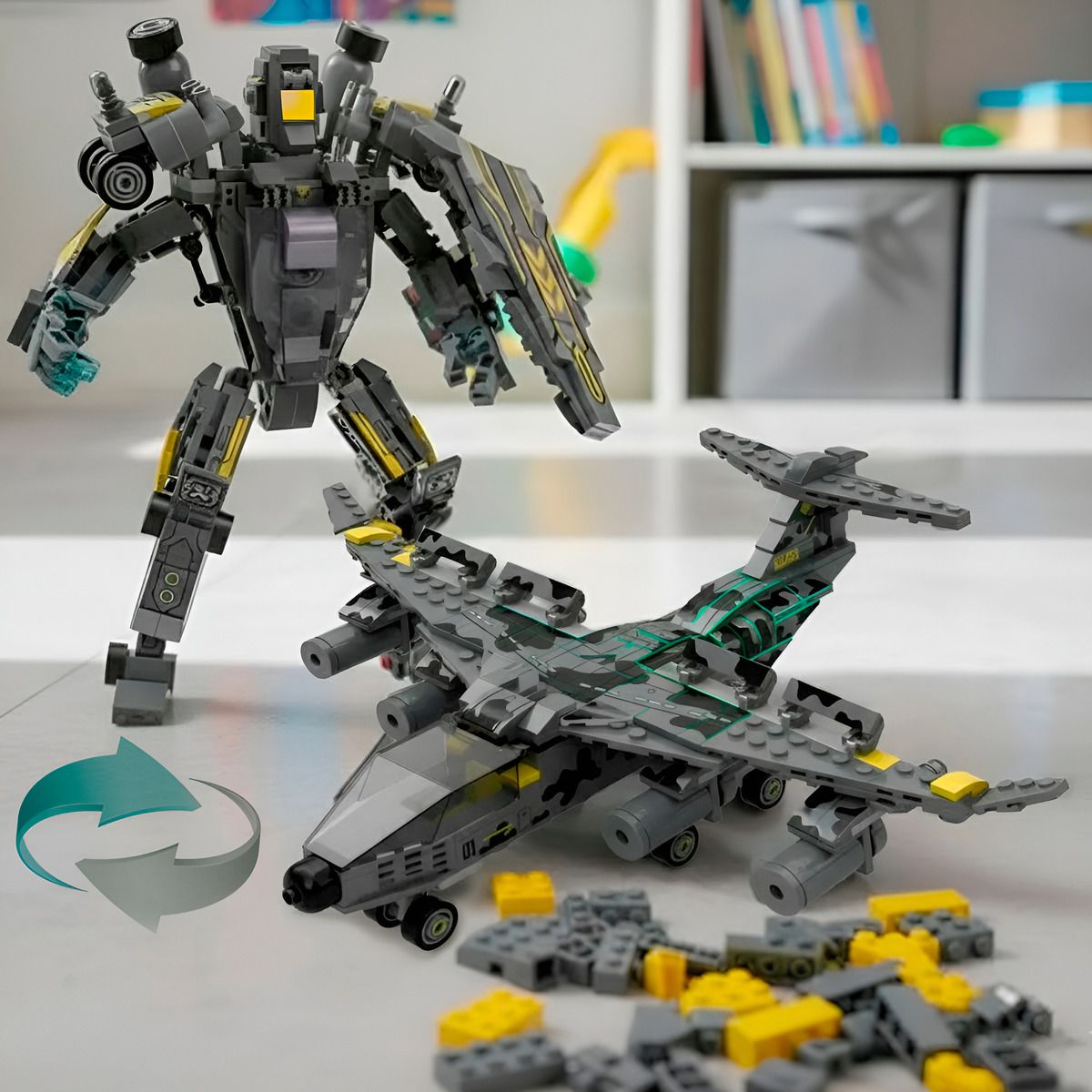 HOMEBRANDT - Juguete De Bloques De Construccion Avion Caza Robot De Batalla 549 Pcs