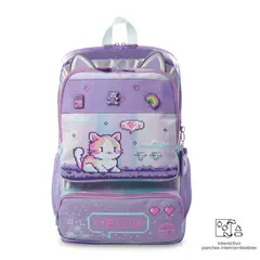 TOTTO - Mochila Niña Andy Cat Grande Morada